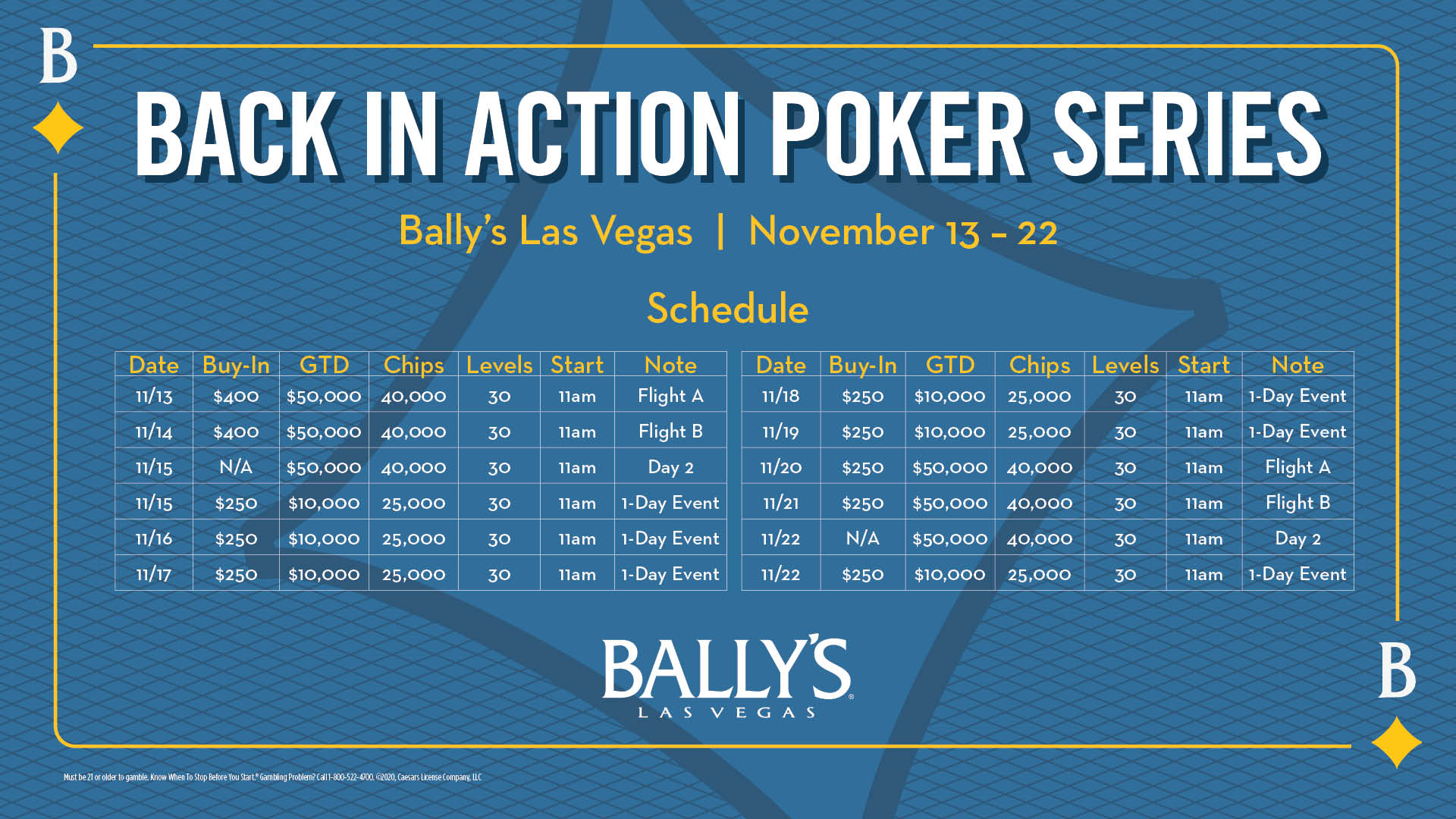 Las Vegas Poker Tournaments Bally's Vegas Hotel & Casino